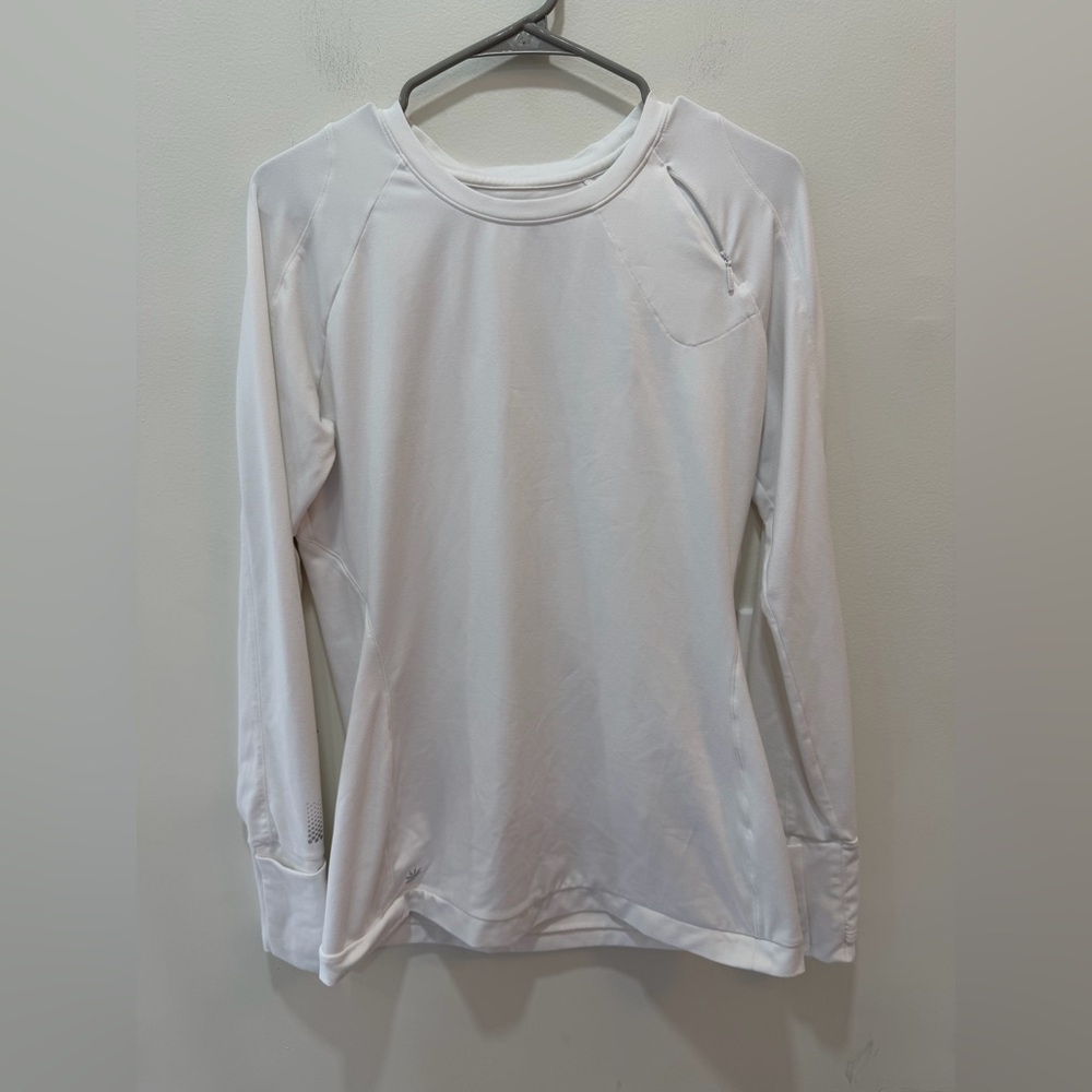 Athleta White Performance Long Sleeve Crew Top - M